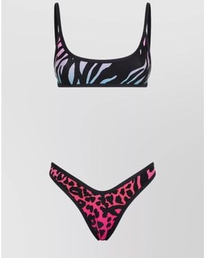 The Attico Animal Print Bikini Set - Pink