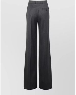 Stella McCartney Wool Tailored High Waist Wide Leg Trousers - Grey