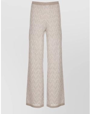 D.exterior Lurex Knit Palazzo Pants Wide Leg - White