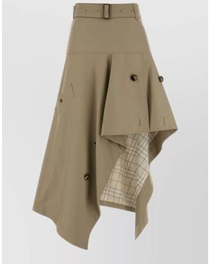 Burberry Cappuccino Gabardine Skirt - Natural
