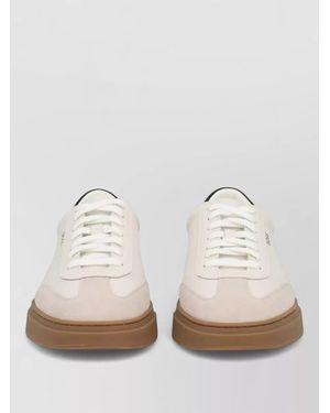 BOSS Leather Trainers Round Toe Contrasting Sole - White