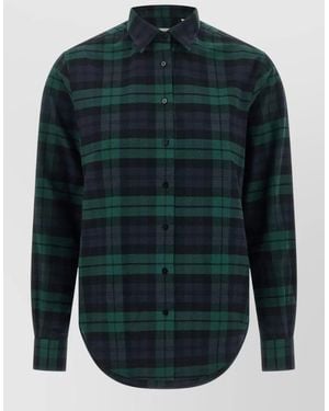 Xacus Marta Flannel Shirt Long Sleeves Rounded Hem - Blue