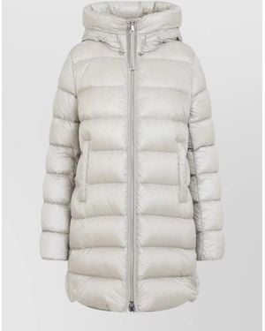 Moncler Suyenne Long Hooded Down Parka Jacket - White