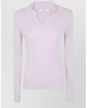Max Mara Mxm Gergo Knit Rib Long Sleeve Polo - Pink