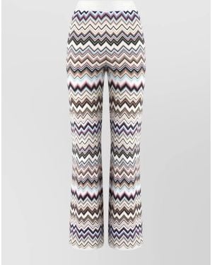 Missoni Wool Zigzag-Knit Flared Pants - White