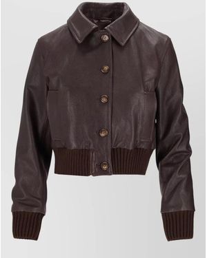 LA ROSE Capra Jacket Collared Neck Long Sleeves - Brown