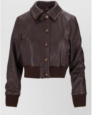 LA ROSE Leather Coat - Brown