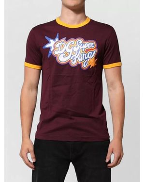 Dolce & Gabbana Cotton Dg Super King Logo T Shirt - Purple