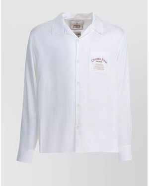 GALLERY DEPT. Omar Long Sleeve Shirt With Embroidered Pocket - White