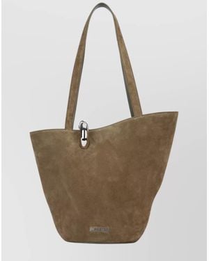 Jacquemus Medium Suede Shoulder Bag With Double Handles - Natural