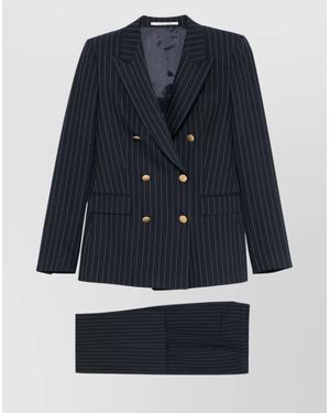 Tagliatore Striped Double-Breasted Suit With Flap Pockets - Blue