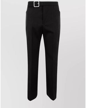 Jil Sander Wool Fitted Cropped Flared Trousers - Black