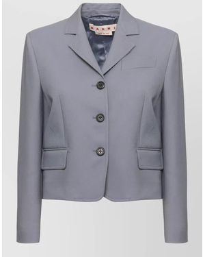 Marni Cropped Tailored Blazer Lapel Collar Rear Vent - Blue