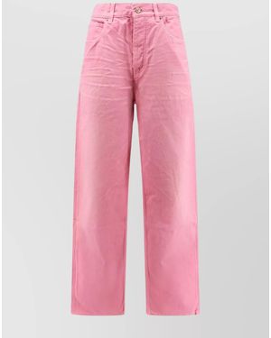 Balenciaga Loose Fit Trousers With Distressed Accents - Pink