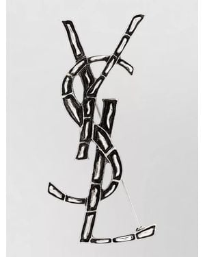 Saint Laurent Crocodile-Effect Brooch - White