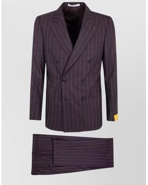 Tagliatore Bruce Double Breasted Pinstripe Suit Jacket - Blue