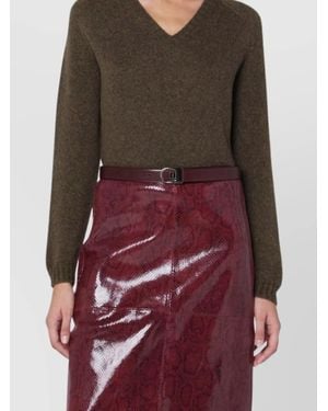 Roberto Collina Wool V-Neck Sweater Long Sleeves - Red