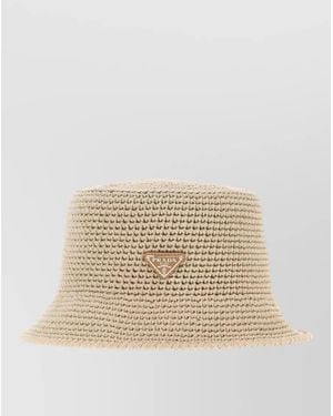 Prada Crochet Bucket Hat Wide Brim Texture - Natural