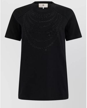 Elisabetta Franchi Cotton Printed T-Shirt - Black