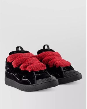 Lanvin Velvet High Top Sneakers - Red