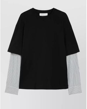 Jil Sander Layered Crew Neck Long Sleeve T Shirt - Black