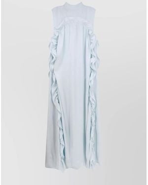 Jil Sander Viscose V-Neck Sleeveless Maxi Dress - Blue