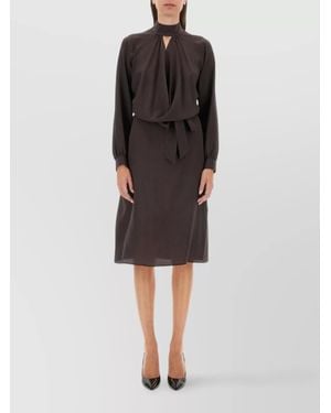 Kiton Silk Regular-Fit Midi Dress - Black