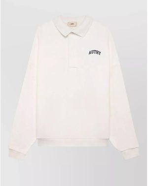 Autry Polo Shirt Collared Design Nylon Silk Blend - Natural