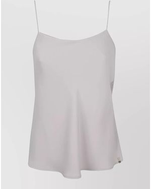 Herno Blouse Lightweight Fabric Straight Cut Spaghetti Straps - White
