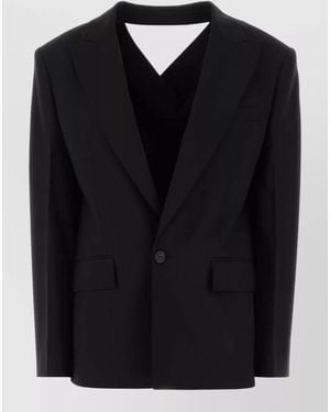 DSquared² Stretch Wool Blend Peekaboo Single Breasted Blazer - Black