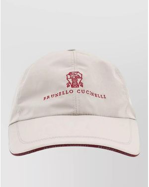 Brunello Cucinelli Logo Baseball Cap Curved Brim Design - Natural