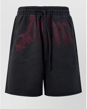 Palm Angels Logo Waist Sweatshorts Graphic Print Pockets - Blue