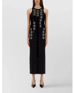 MSGM Embellished Sequin Sleeveless Round Neck Dress - Black