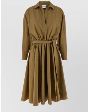 Nude Belted Dress Long And Short Sleeves - Green