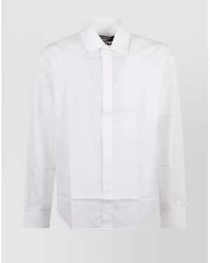 Jacquemus Long Sleeve Cotton Shirt Featuring Embroidery - White