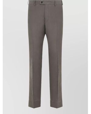 Brioni Cotton Straight Tapered Tailored Pants - Gray