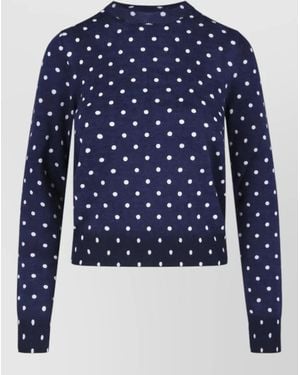 Comme des Garçons Long Sleeve Crew Neck Polka Dot Top - Blue