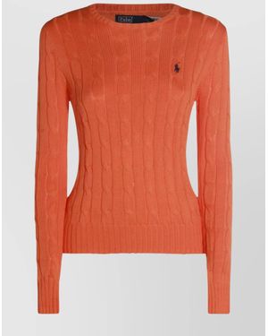 Polo Ralph Lauren Cotton Cable-Knit Slim-Fit Jumper - Orange