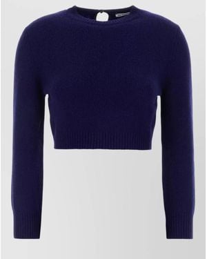 Jil Sander Wool Blend Jumper Long Sleeves Cropped - Blue