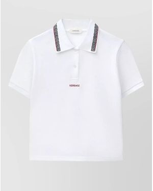 Versace Cotton Piqué Logo-Embroidered Polo Shirt - White