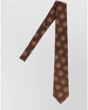 Giorgio Armani Embroidered Silk Tie - White