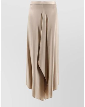 Alysi Asymmetric Satin Skirt - Natural