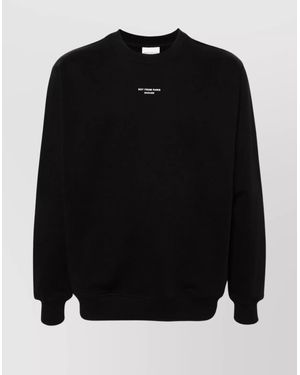 Drole de Monsieur Drop Shoulder Crew Neck Slogan Sweatshirt - Black