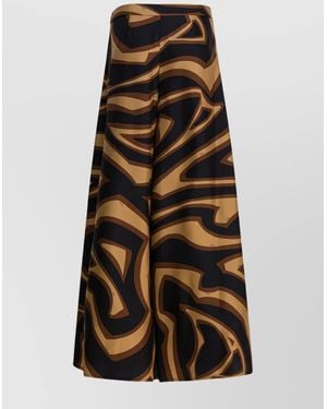 PUCCI Abstract Silk Wide Leg Trousers - Black