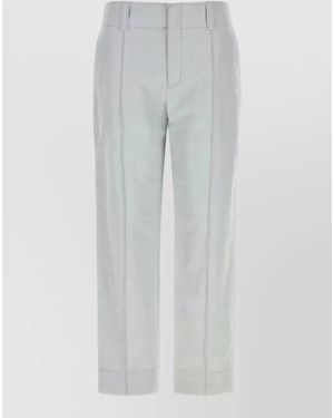 Chloé Linen Blend Tailored Pant Front Crease - Grey