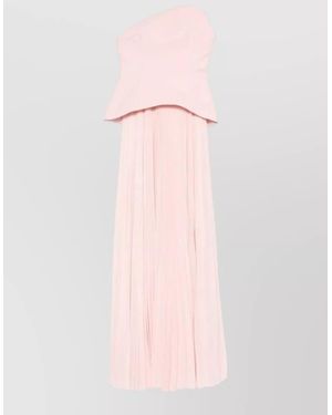 Solace London Britt Maxi Dress Strapless Pleated Clutch - Pink