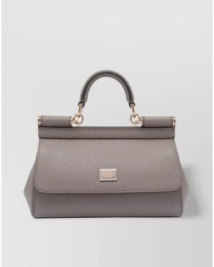 Dolce & Gabbana Structured Sicily Cross-Body Bag With Detachable Strap - Grey
