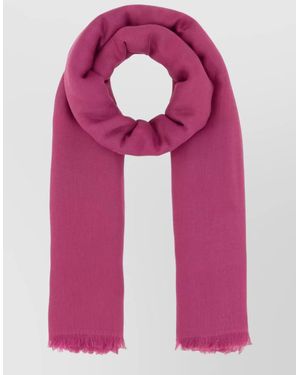 Max Mara Cotton Blend Aeremi Scarf Fringed Edges - Pink