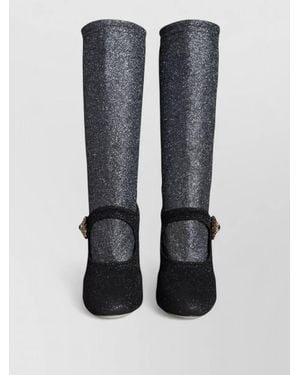 Dolce & Gabbana Crystal Mary Jane Ankle Boots - Blue