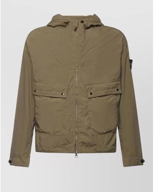 Stone Island Tech Fabric Hooded Jacket - Green